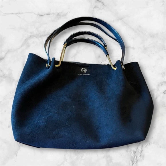 House of Harlow Elegant Luxe "Suede" Black/ Gold Satchel Handbag Set - Picture 5 of 14